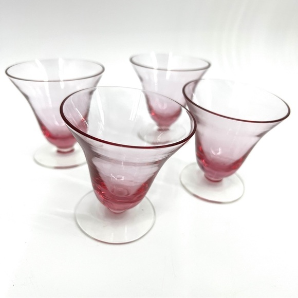 TIFFIN-FRANCISCAN Wisteria Pink Dessert Water Fruit Cocktail Glass Cups Set of 4 - Picture 10 of 16